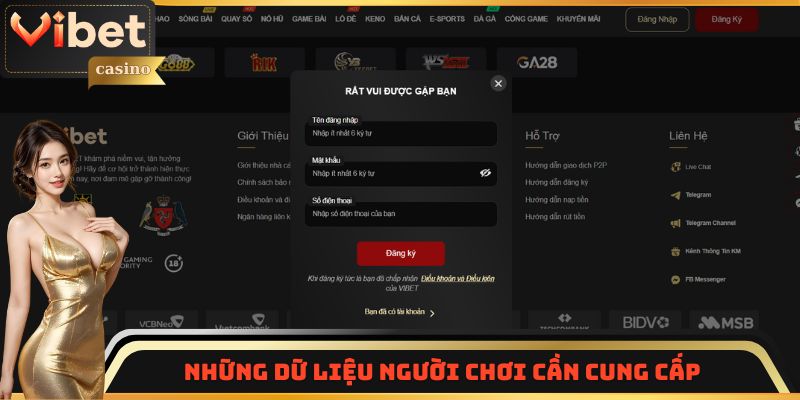 Các dữ liệu hội viên cần cung cấp